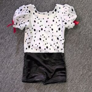 Polka Dot Puff Sleeve Biketard Dance Costume